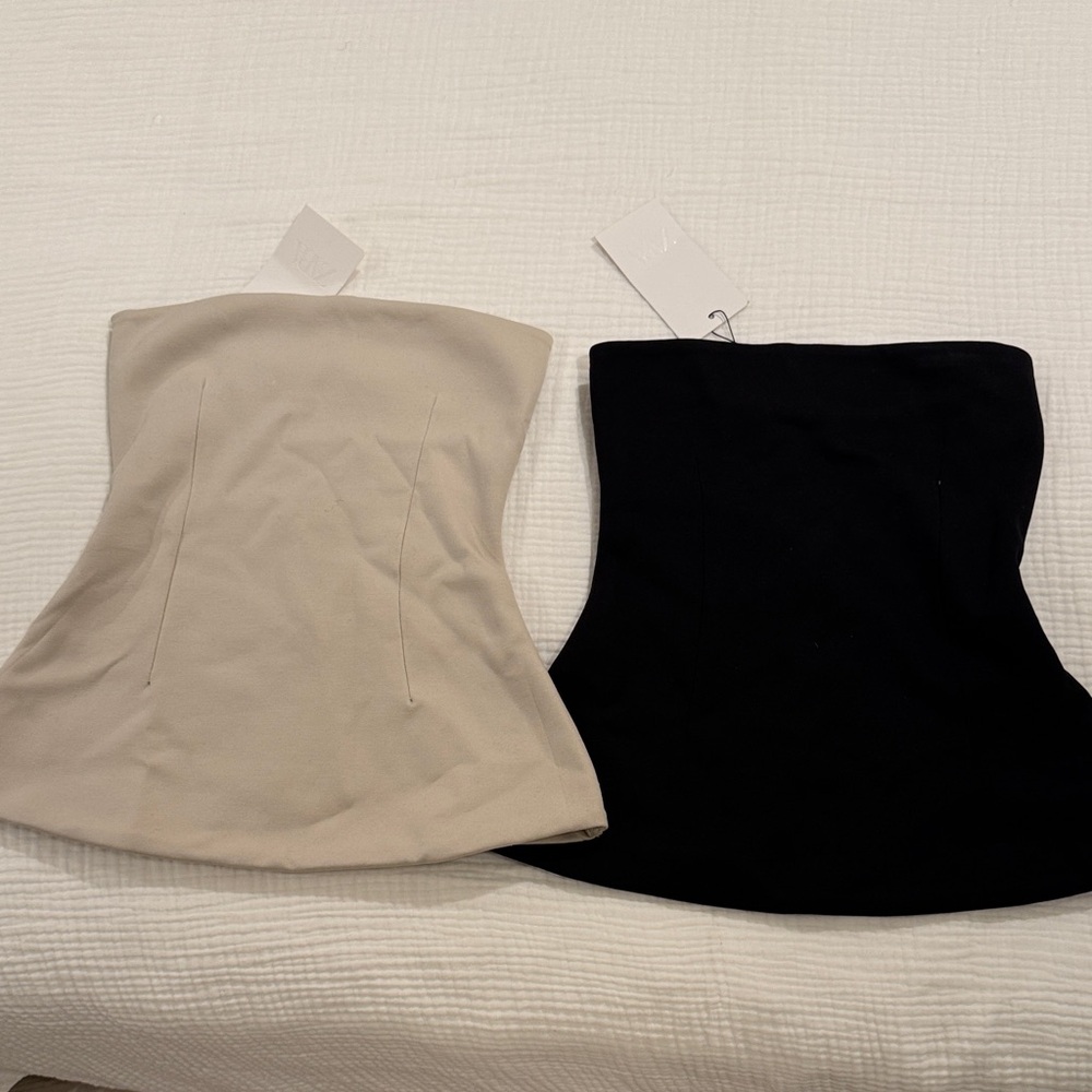Zara set Black and Beige Sculpted bandeau tops